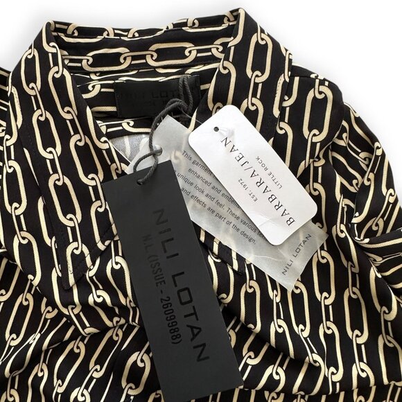 NILI LOTAN Celestine Print Shirt, Small Chain Print, Size L, MRSP $695 - Picture 6 of 16